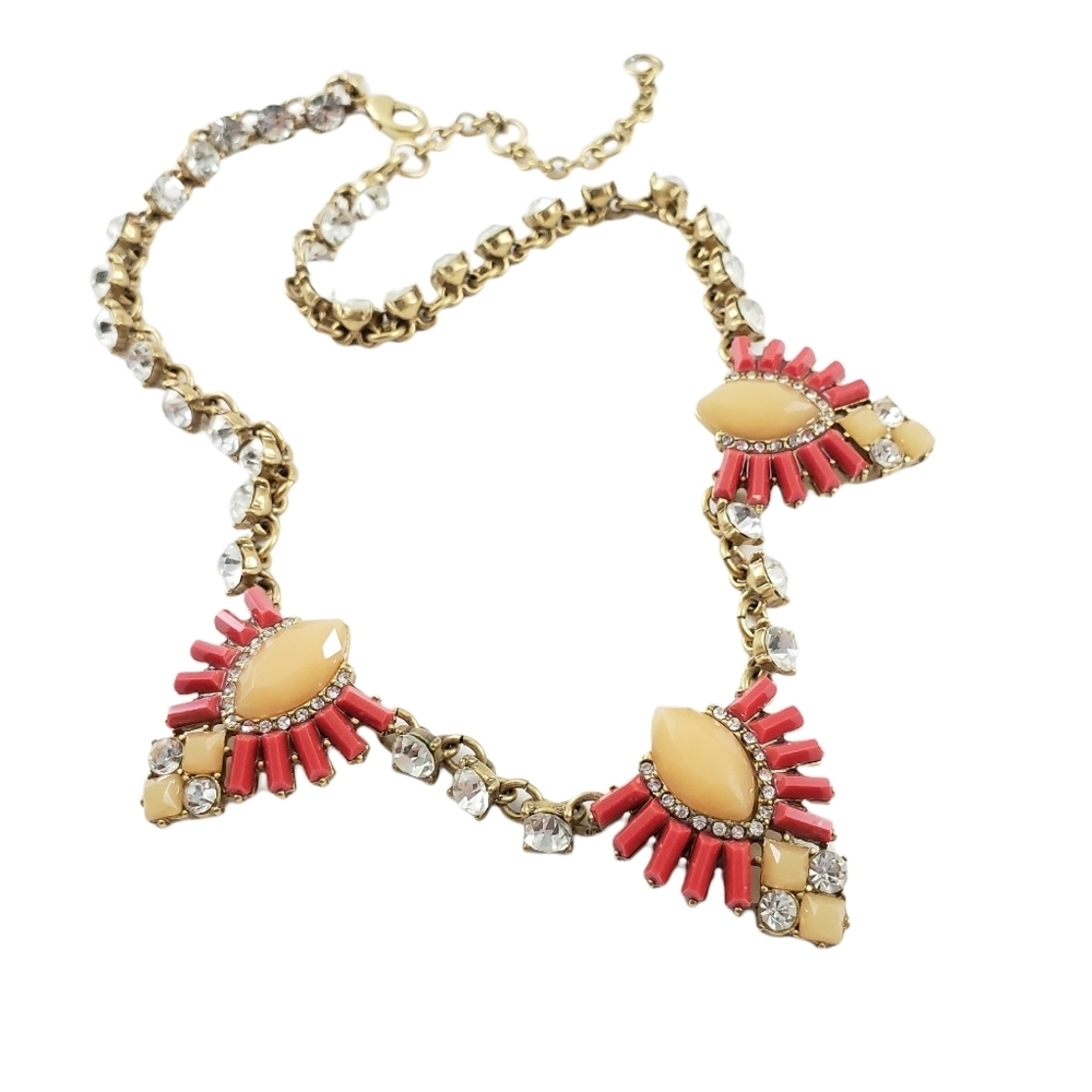 J. Crew Statement Necklace orange blush brilliant layer necklace retro style